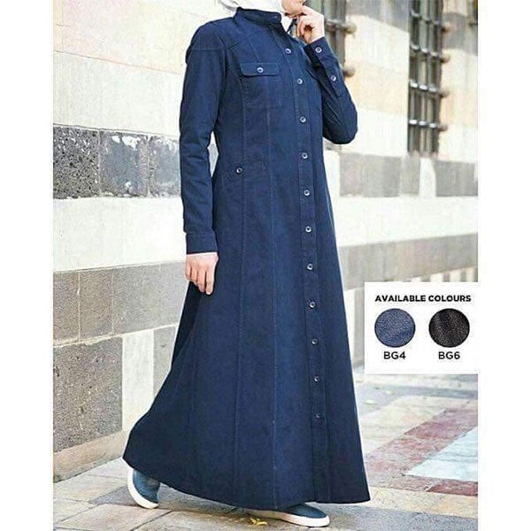 buy soft denim abaya coat latest design of blue jeans abaya Leo Wear